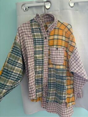 Urban Outfitters Ted Patchwork Yellow Flannel Shirt